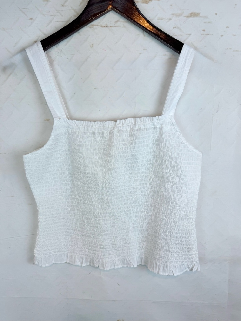 Madewell | White Lucie Smocked Tank Top, M